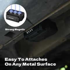 TOSICAM attached under car chassis showing secure magnetic placement for roadside access