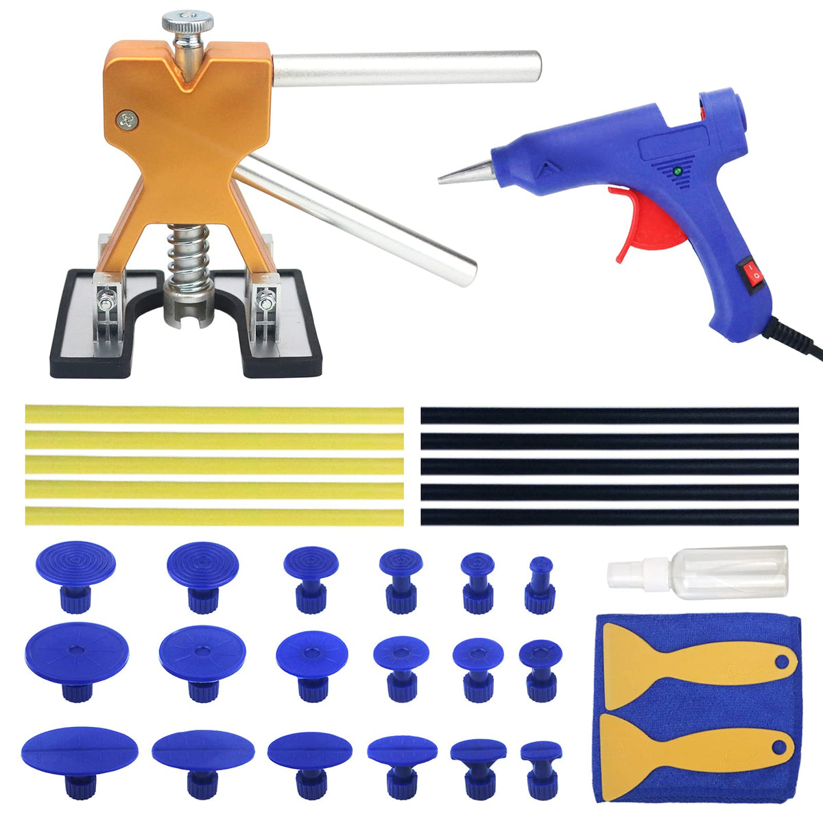 Tosucs front view kit arranged showing all 34 pieces and storage convenience