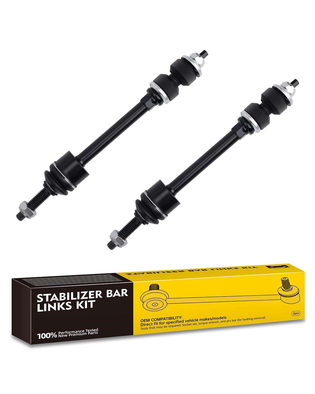 TOVASTY front packaging showing two sway bar links and hardware, ensures correct fit