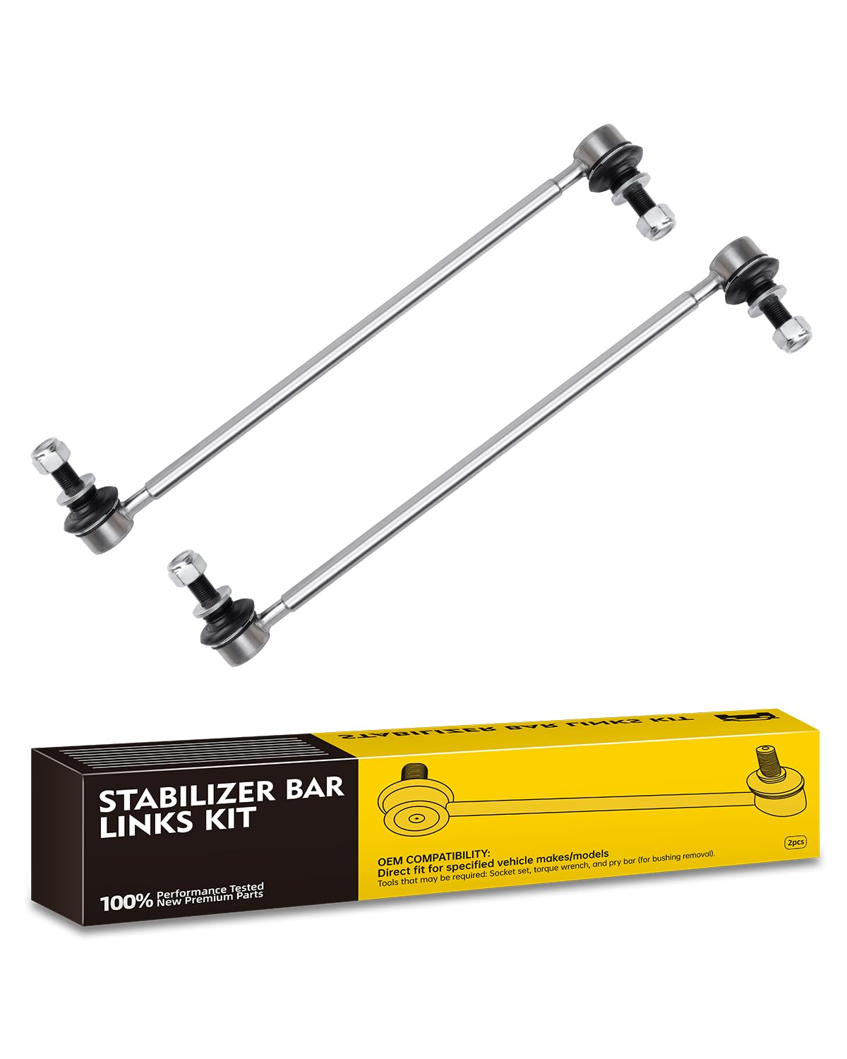 TOVASTY front sway bar link front view showing robust construction and improved control