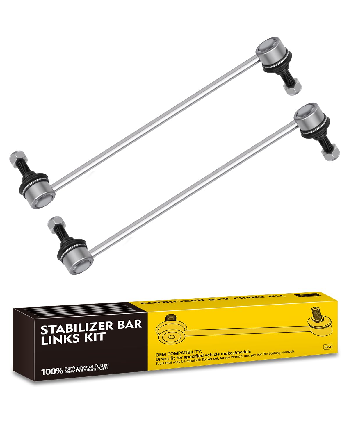 TOVASTY front sway bar link front view showing solid construction and reliable fit