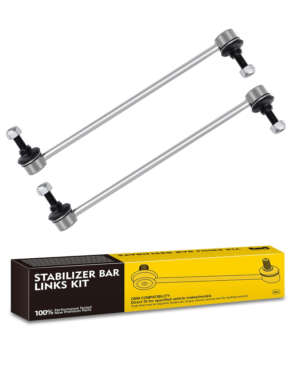 TOVASTY front sway bar link packaging showing ready-to-install parts and clarity