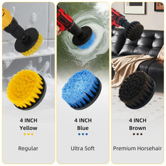 TOWBRUS horsehair brush close-up cleaning leather without scratching surfaces