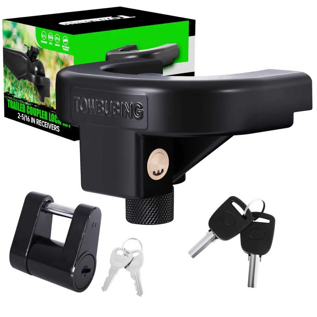 TOWBUBING front packaging showing full lock kit protecting trailers