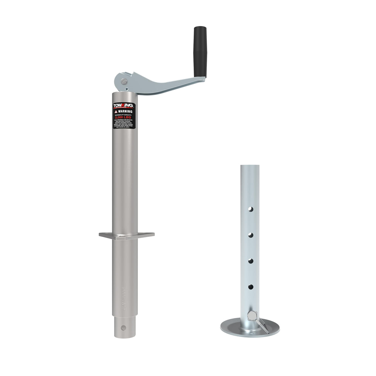TOWKING front view of A-frame jack showing mounting base and handle for secure towing