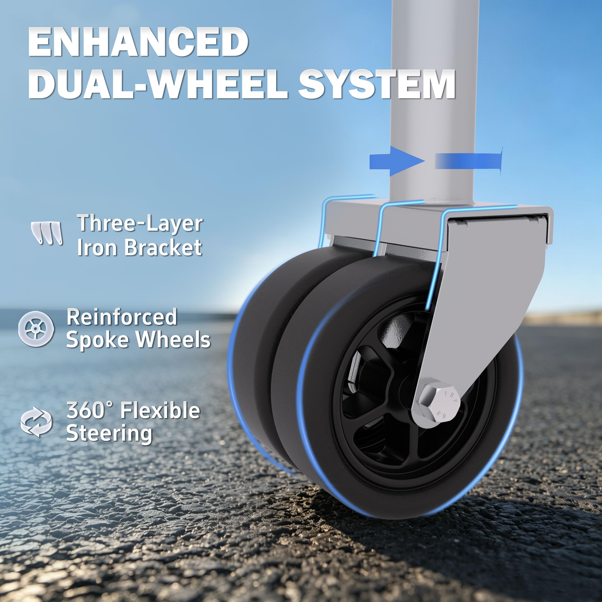TOWKING height comparison showing 12" retracted and 22" extended benefit
