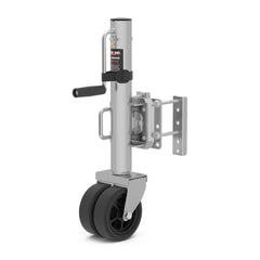 TOWKING front-mounted jack showing bolt-on fit and sturdy lift benefit