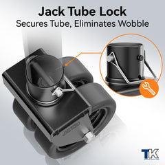 TOWKING caster mounted on 2-inch jack tube illustrating quick install benefit