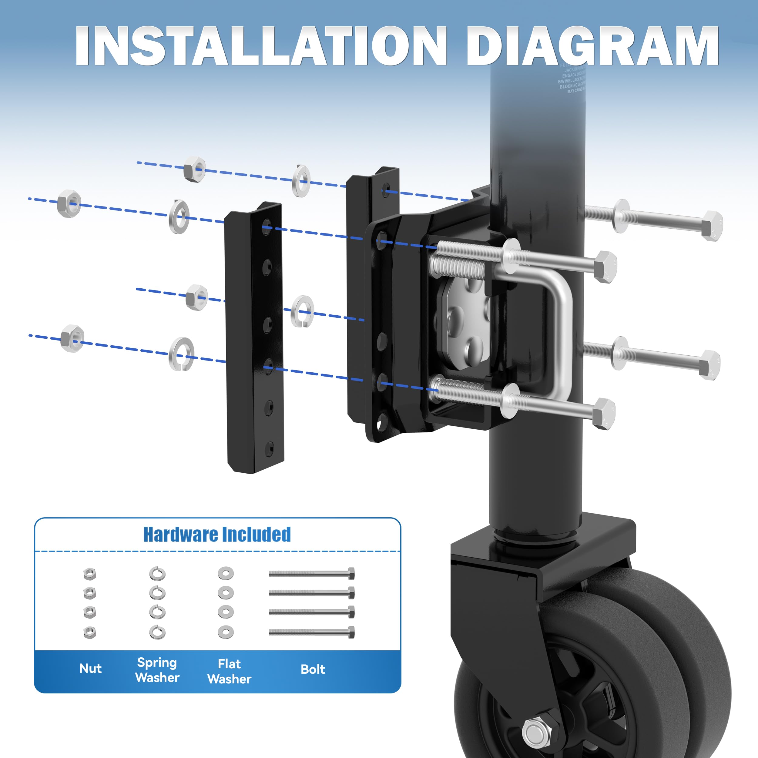 TOWKING comparison retracted and extended demonstrating 10-inch travel range