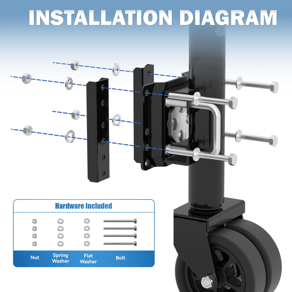 TOWKING comparison retracted and extended demonstrating 10-inch travel range