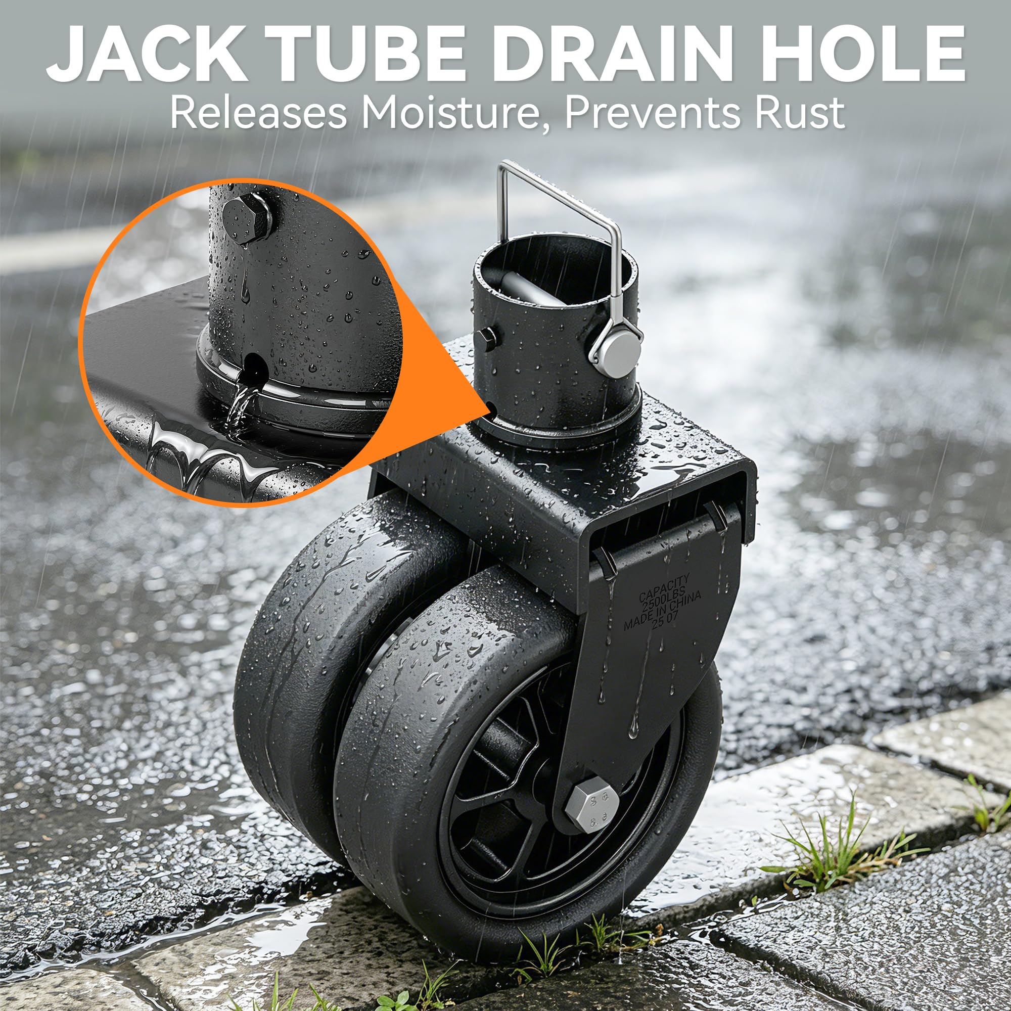 TOWKING wheel tread and spokes showing debris-shedding design for reliable traction