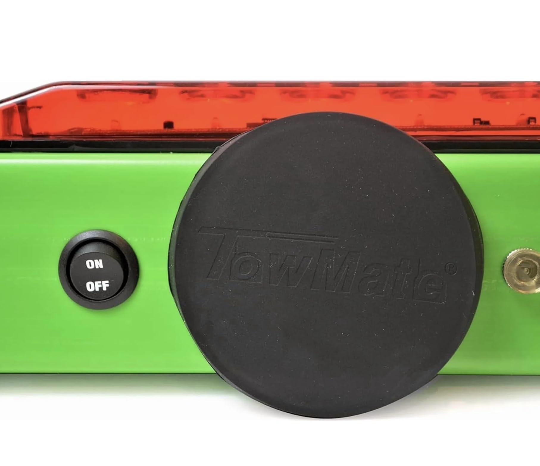 TowMate battery label showing 12V 1.3Ah capacity for up to ten hour runtime
