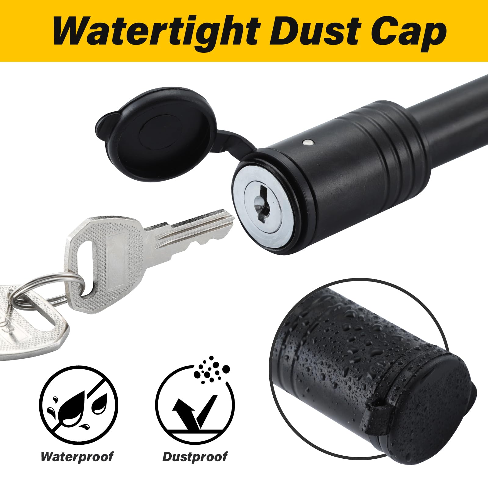 TOWSWELL rubber key cap detail protecting cylinder from water and dirt
