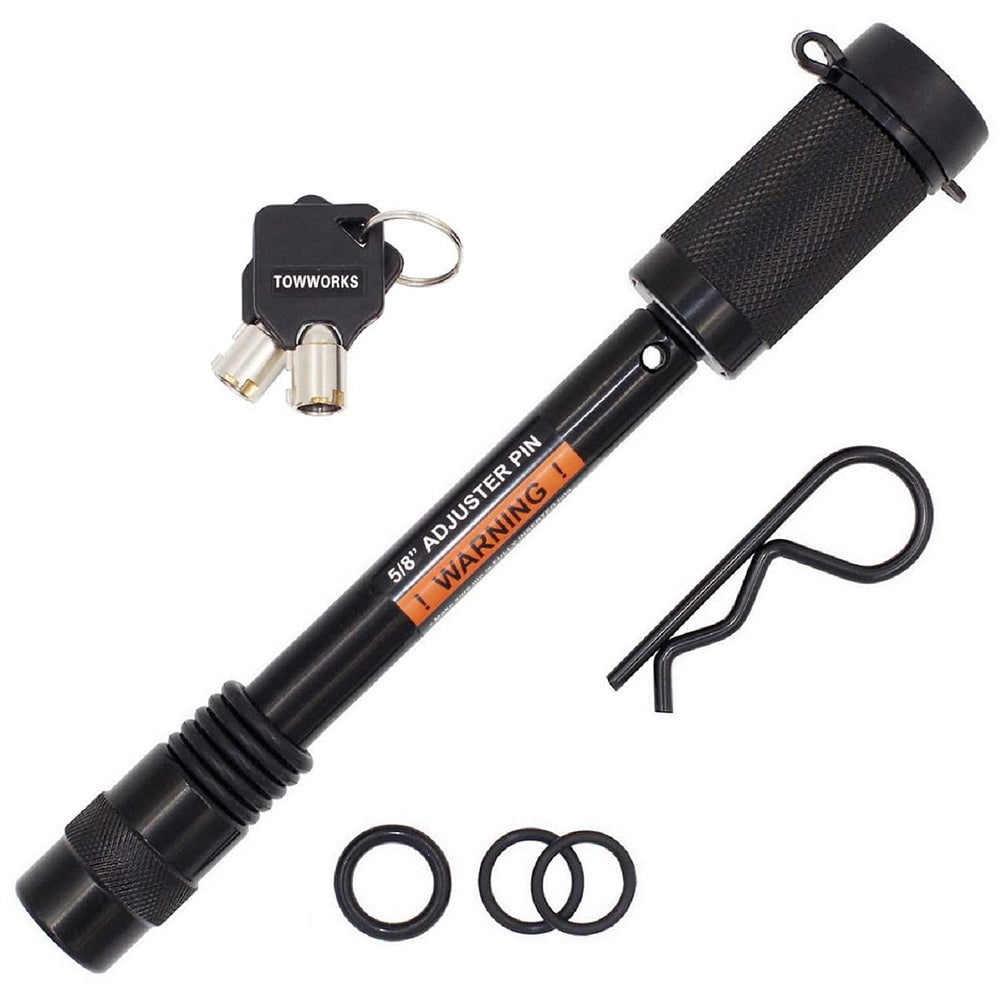 TowWorks hitch lock on a truck demonstrating secure towing peace-of-mind
