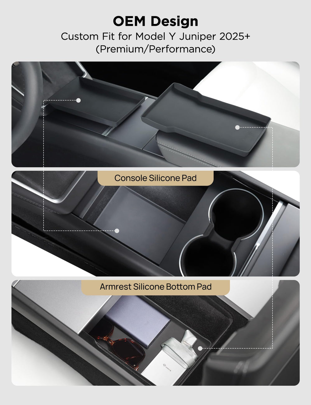 TPARTS pad seated in armrest illustrating secure non-slip placement