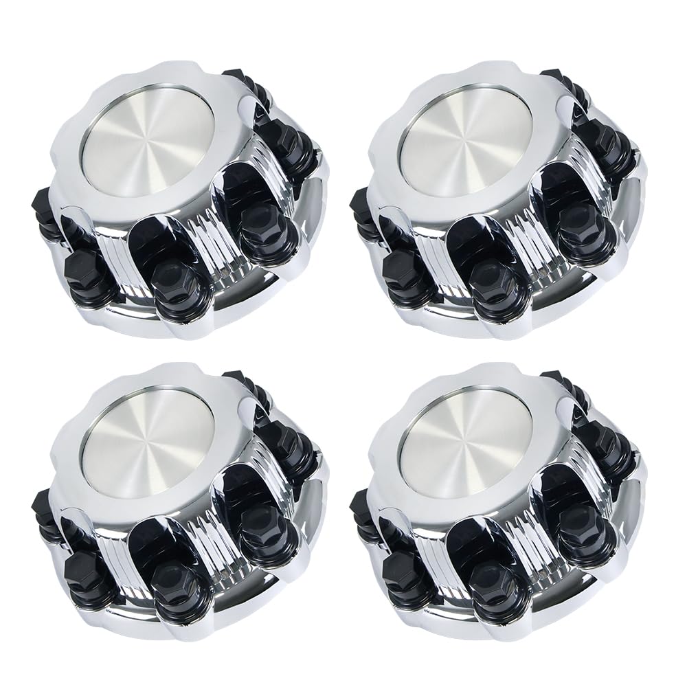 tpengine front view of four center caps showing clean finish and restored wheel look