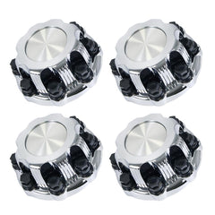 tpengine front view of four center caps showing clean finish and restored wheel look