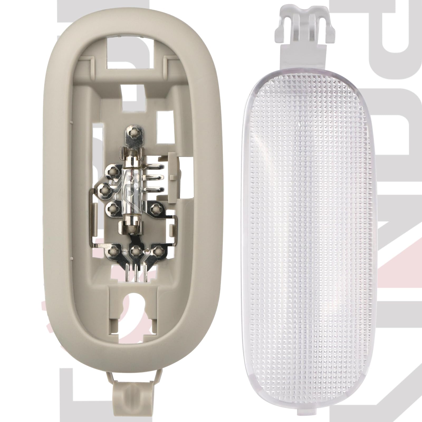 TQPONLY close-up of reading light lens and bulb showing clear lens for focused illumination