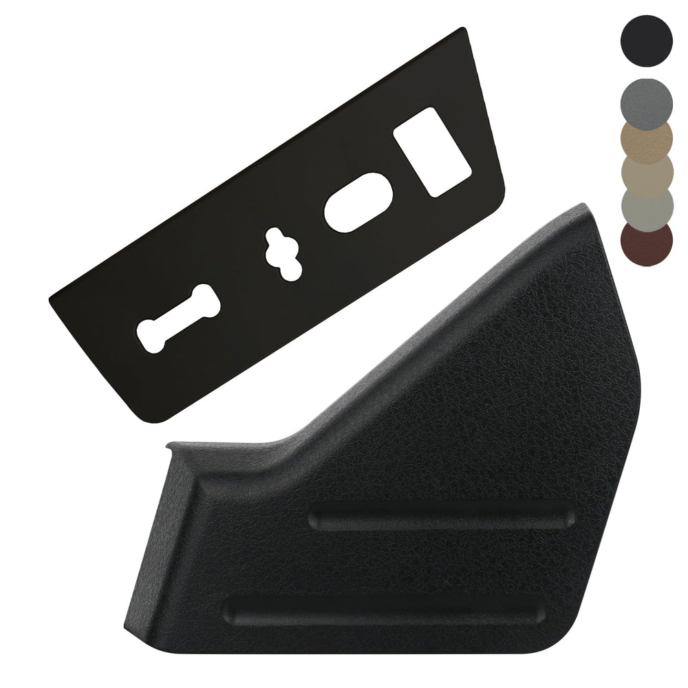 TQPONLY front driver side seat trim panel installed showing restored appearance and protection