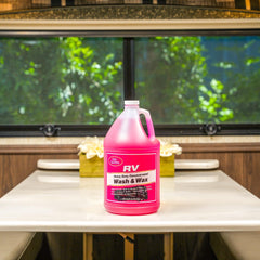 TR product in use washing RV side showing streak-free shine benefit