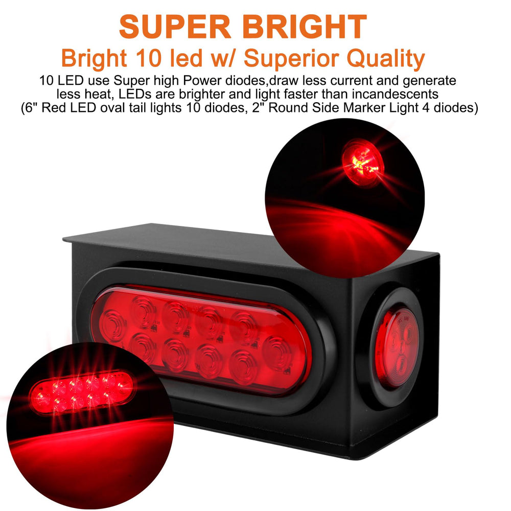 Traberm 6-inch oval LED tail light close-up showing bright visibility