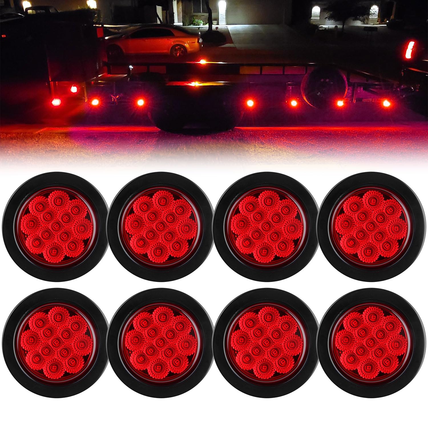 Traberm front face red marker light showing clear lens and LEDs for improved visibility