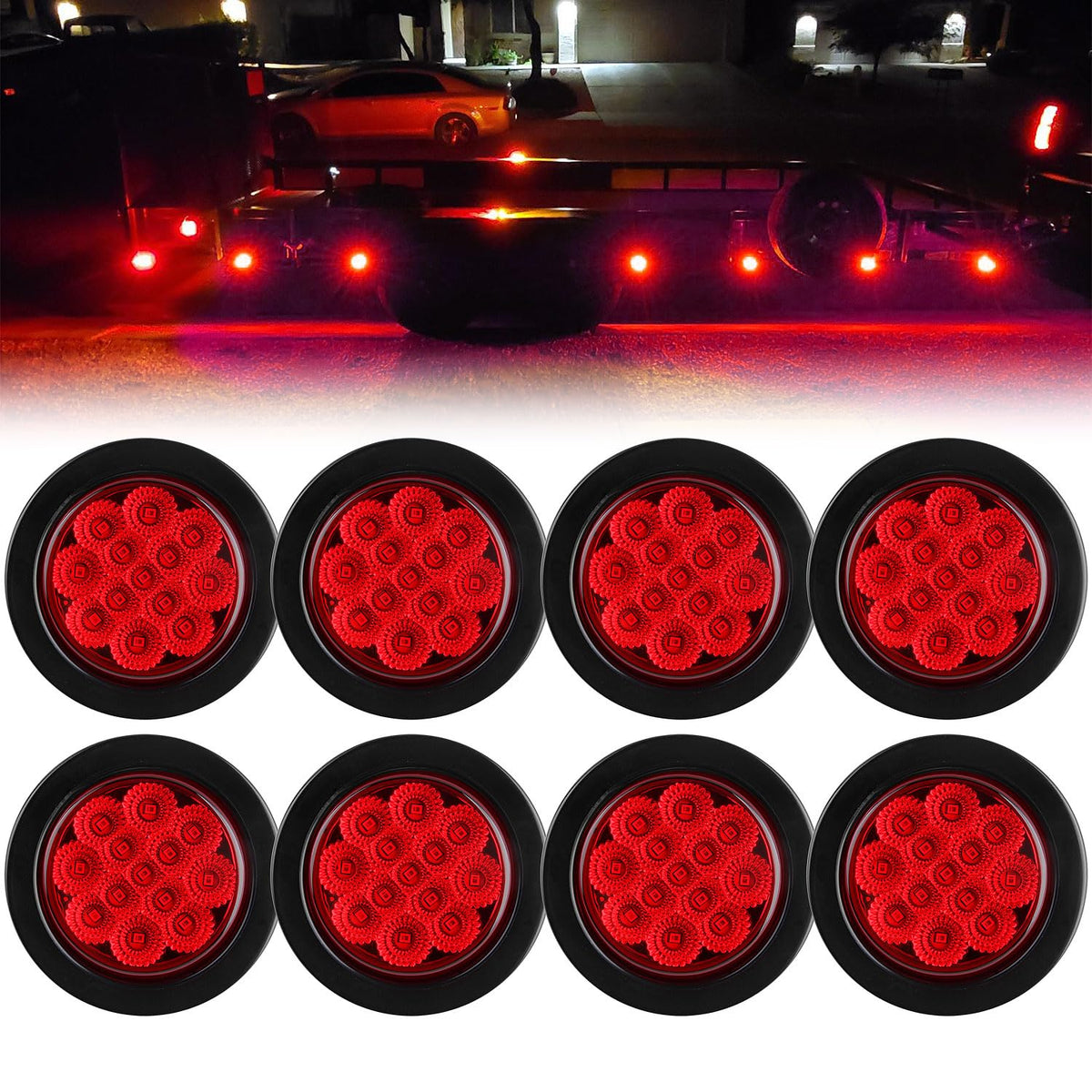 Traberm front face red marker light showing clear lens and LEDs for improved visibility