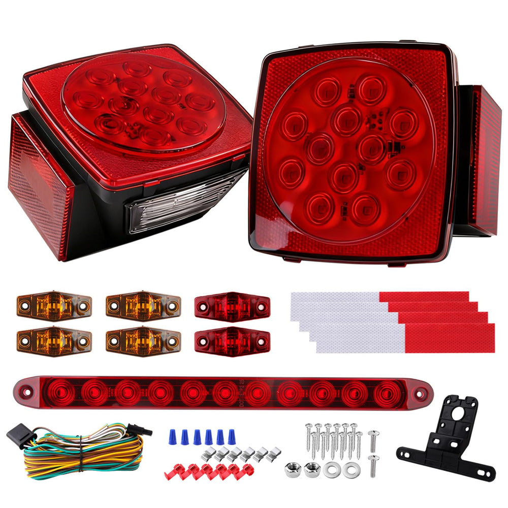 Traberm square tail light front view showing bright LEDs and durable lens for safer braking