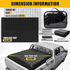 Tranqun cargo net stretched over truck bed demonstrating secure load containment benefit