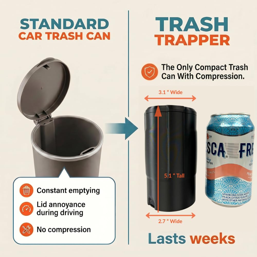 Trash Trapper fitted in door pocket highlighting secure, space-saving fit