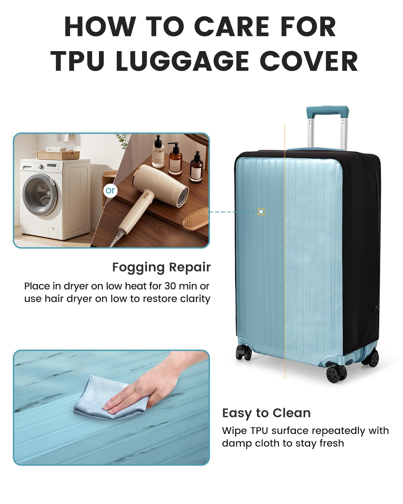 TRAVELKIN wheel cutout and access flap, provides luggage wheel clearance