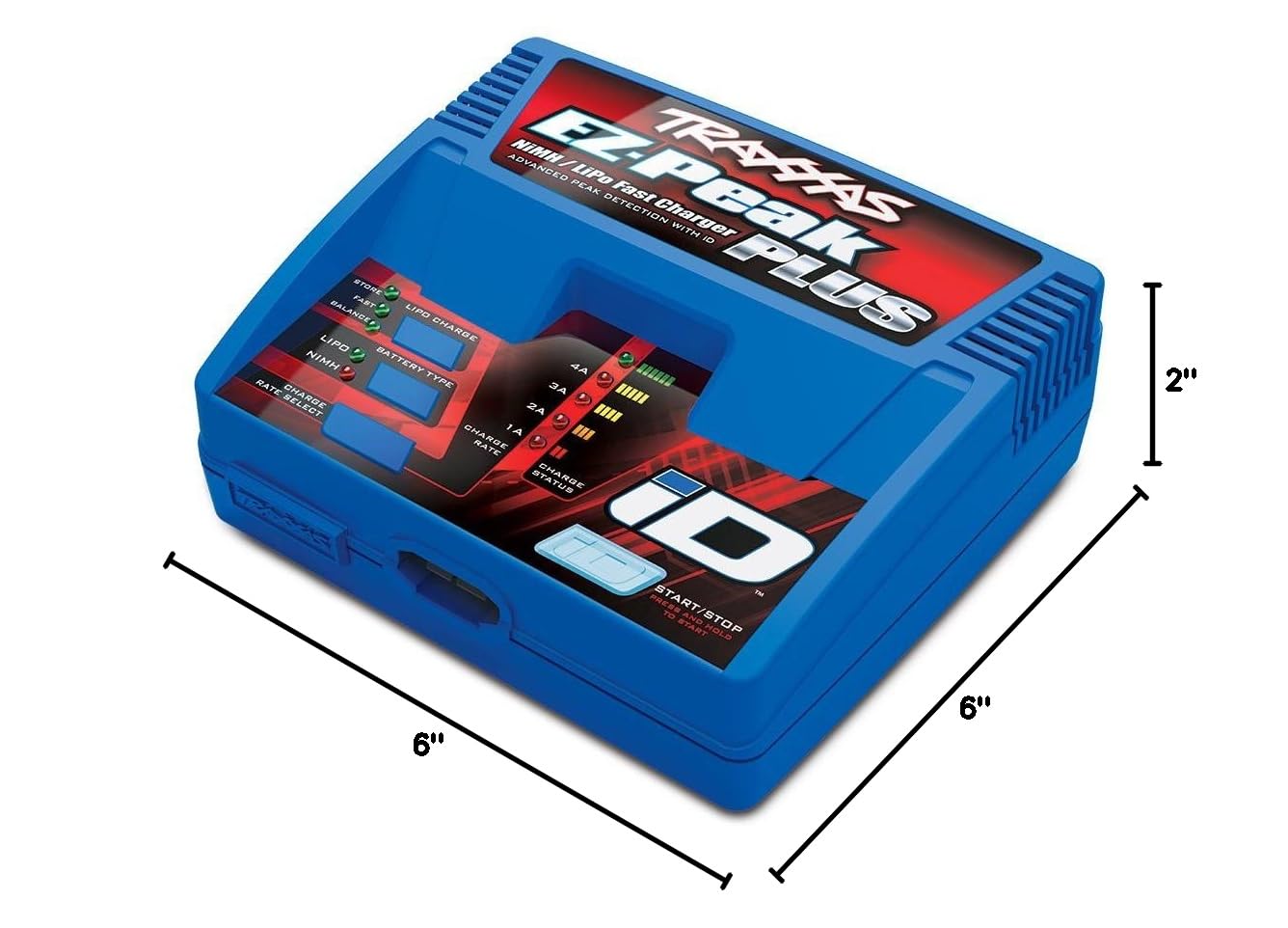 Traxxas EZ-Peak Plus next to RC car to show scale and convenient bench-top placement