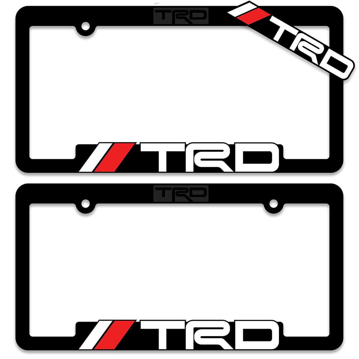 TRD front view of license frame showing 3D letters and clean finish for style