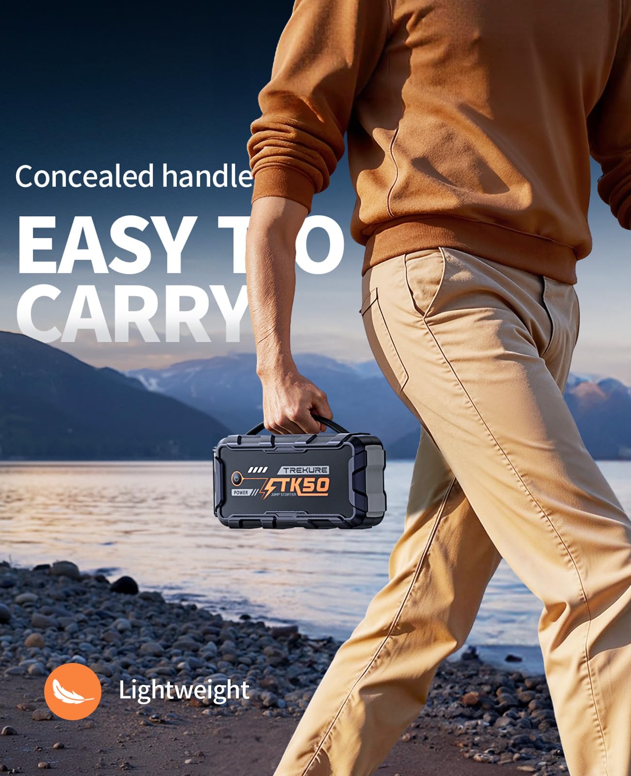 TREKURE next to a glovebox showing compact portable storage benefit