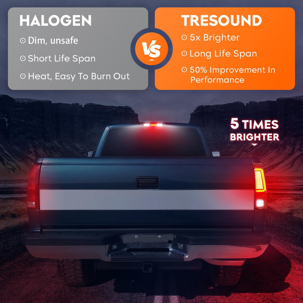 Tresound tail light next to ruler showing size and easy replacement compatibility