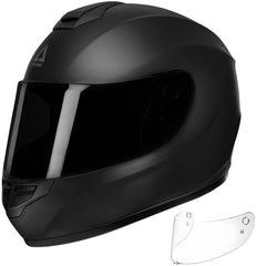 TRIANGLE full face helmet front view showing visor and DOT label for safe visibility