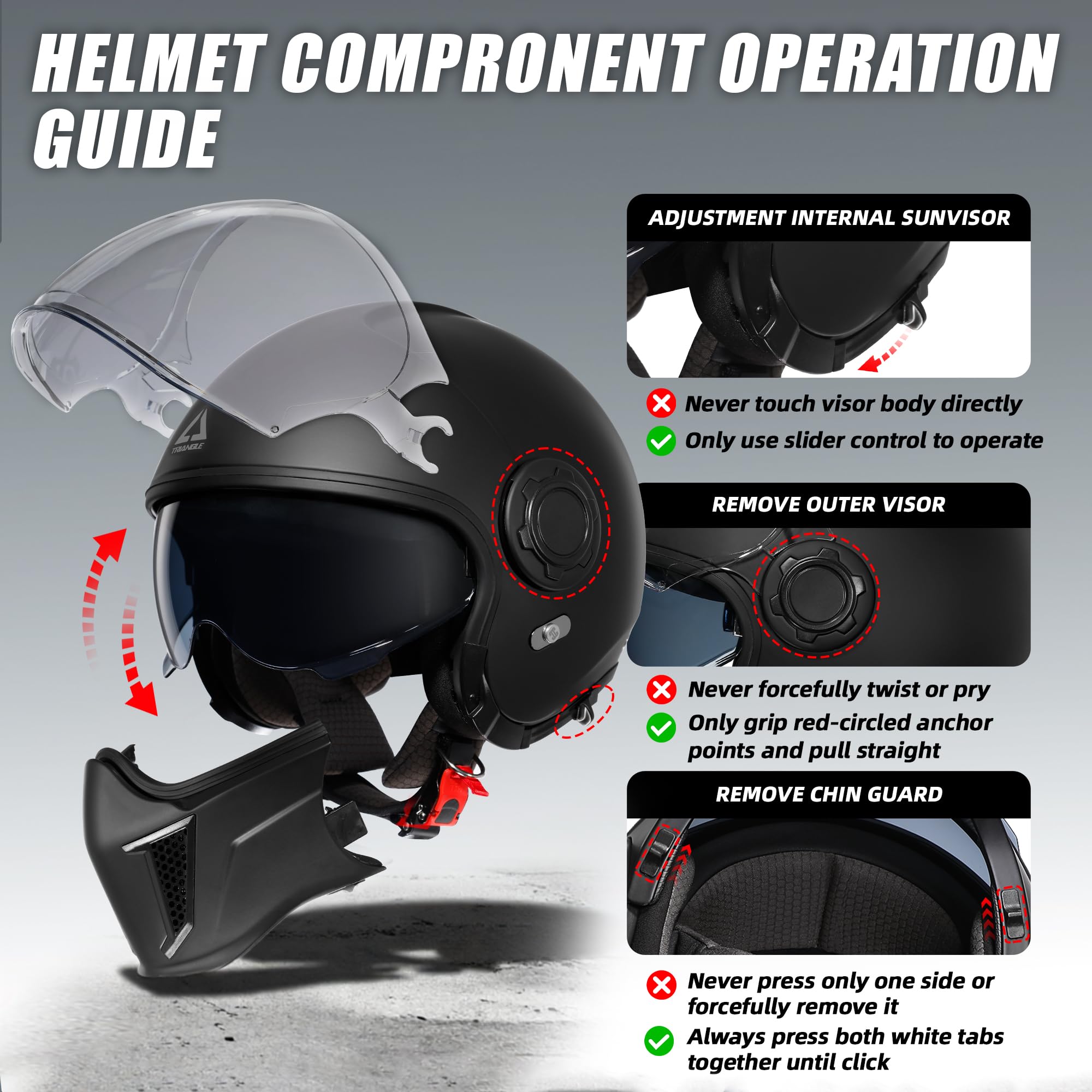 TRIANGLE helmet internal sunshield deployed reducing glare on bright rides