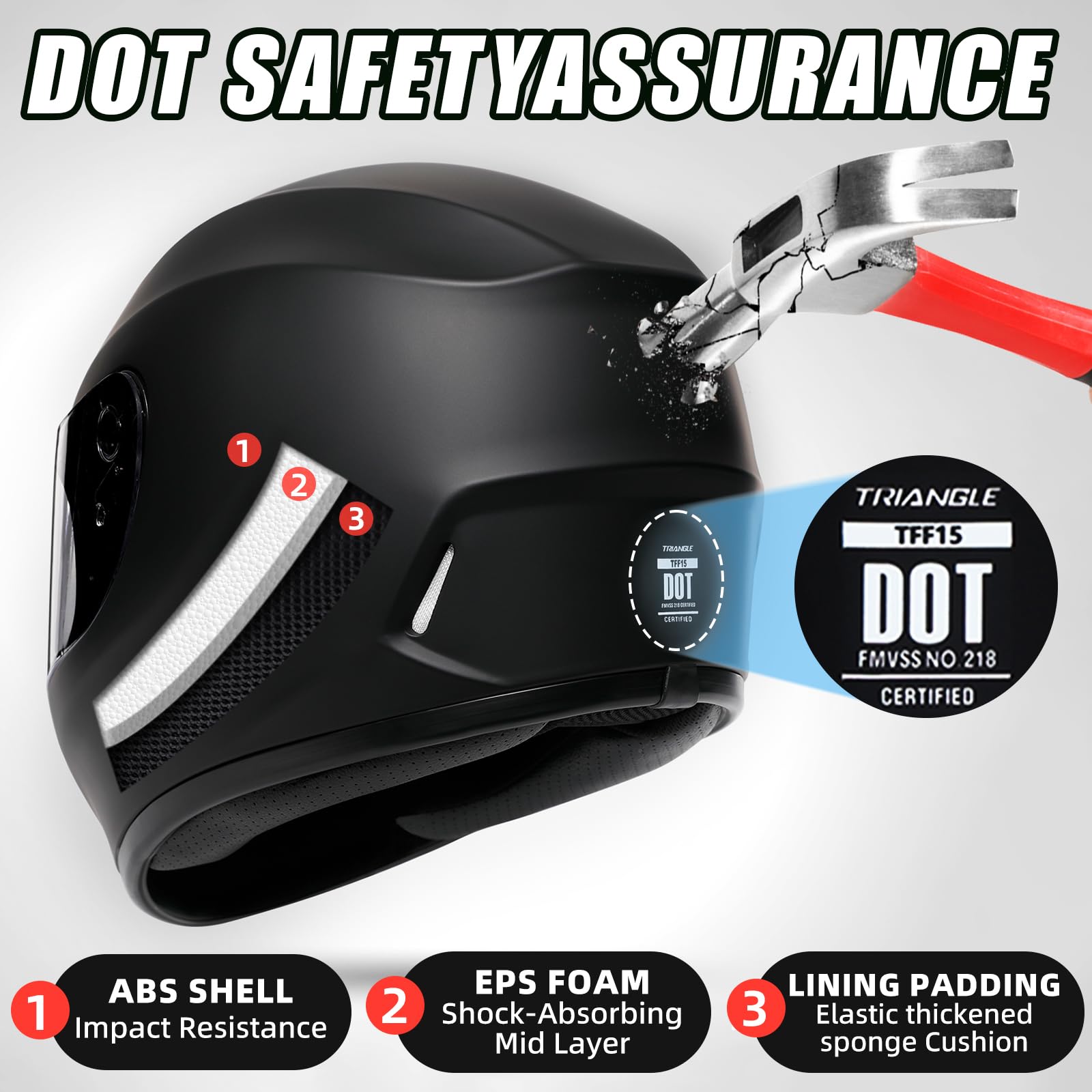 TRIANGLE helmet side profile highlighting ABS shell and aerodynamic design for stability