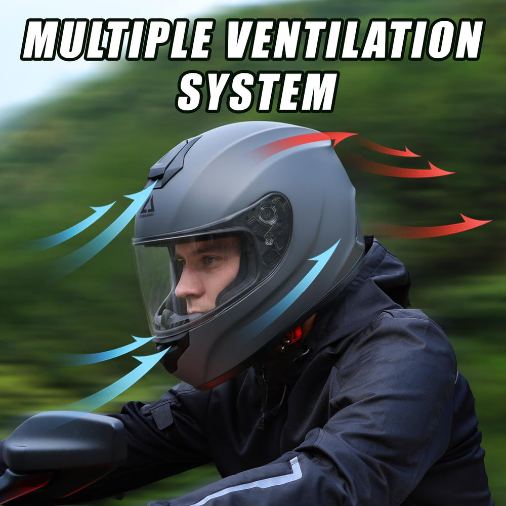 TRIANGLE dual visors displayed with tinted and clear shields for adaptable light control