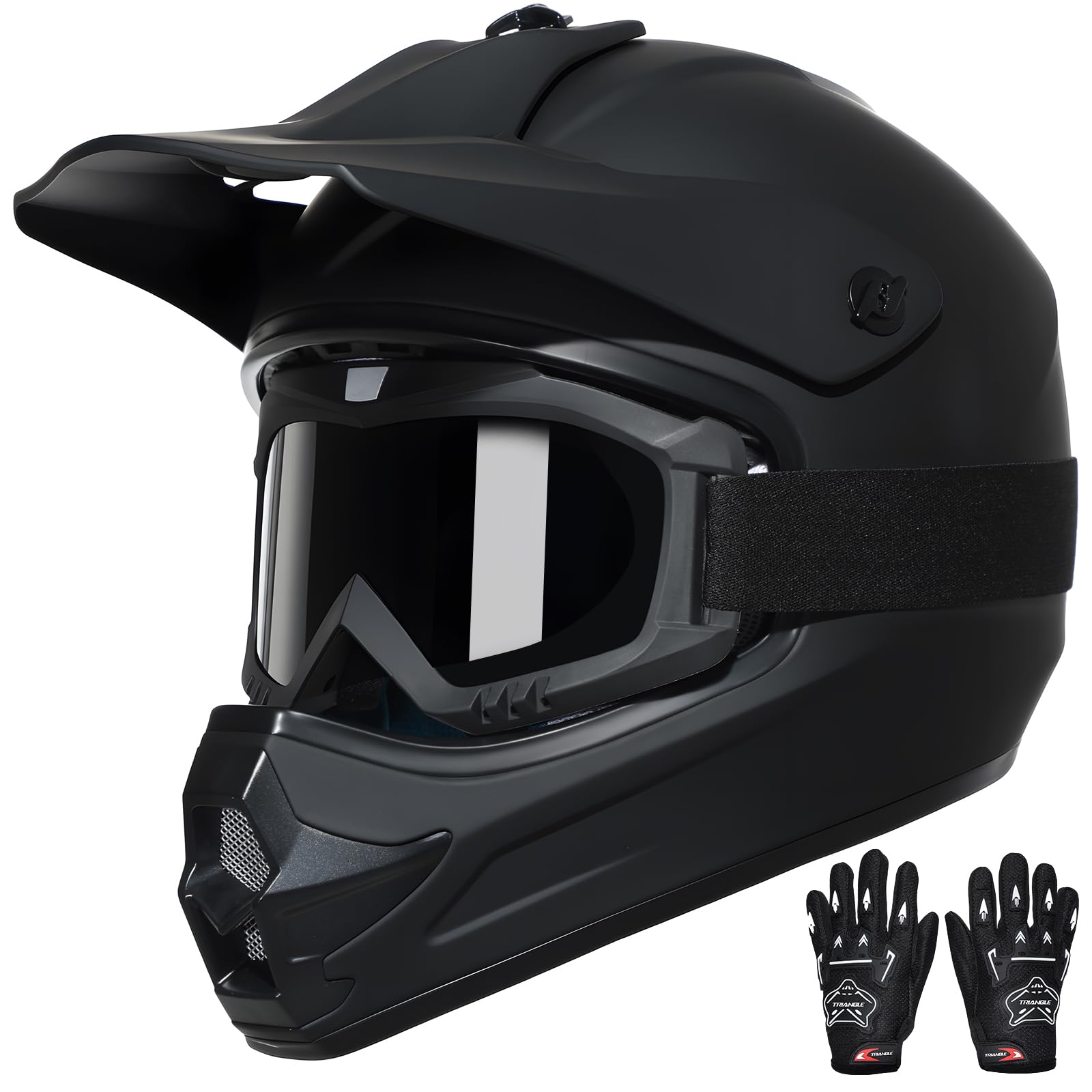 TRIANGLE full-face helmet front view showing clear DOT-compliant protection