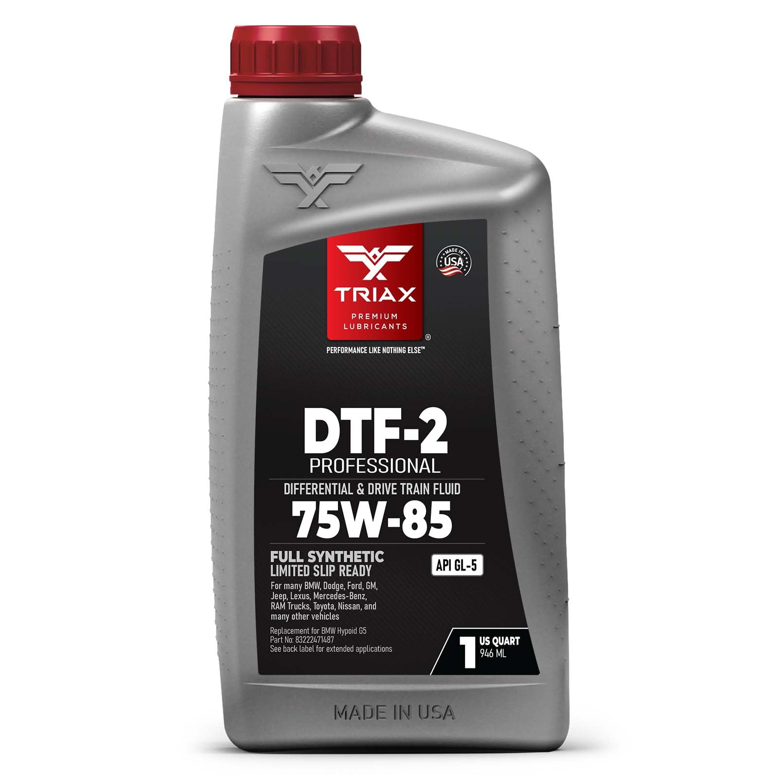 Triax DTF-2 front quart bottle showing branding and ready-to-use lubricant