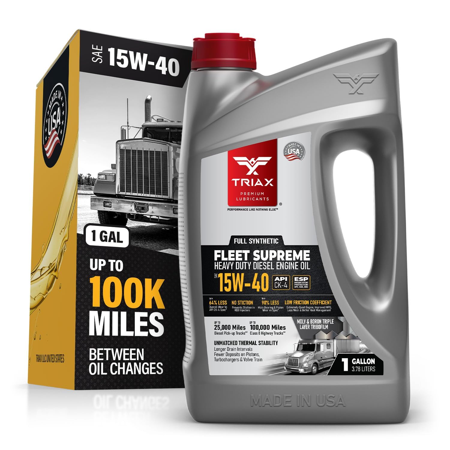 Triax Fleet Supreme 1 gallon front view showing packaging and durability