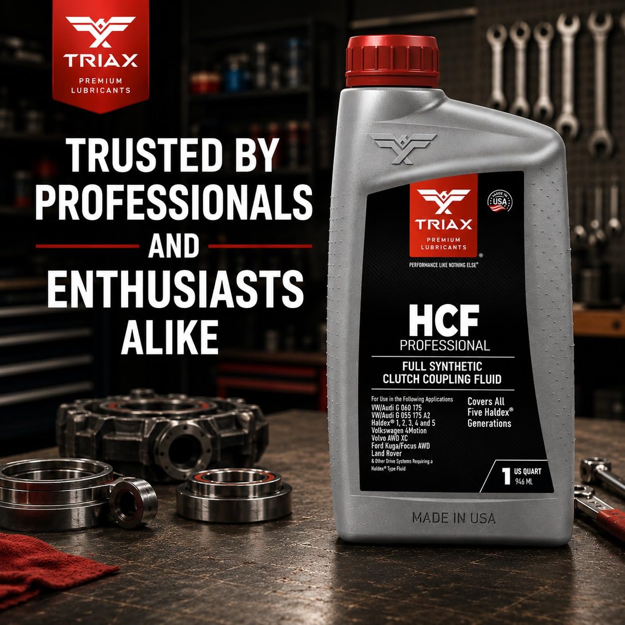 Triax HCF quart next to a ruler illustrating size and accurate volume for replacement planning
