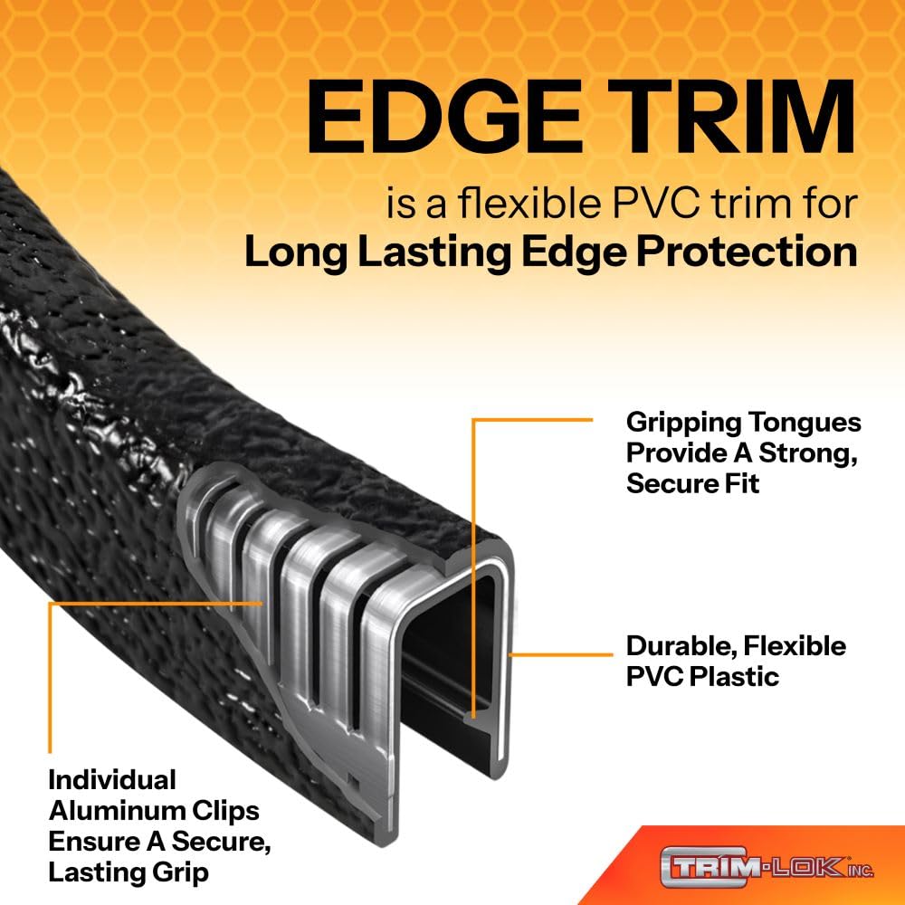 TRIM-LOK close-up of single gripping finger and internal clip, ensures secure edge retention