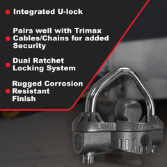 Trimax UMAX 50D keyhole cover detail protecting lock from weather and debris