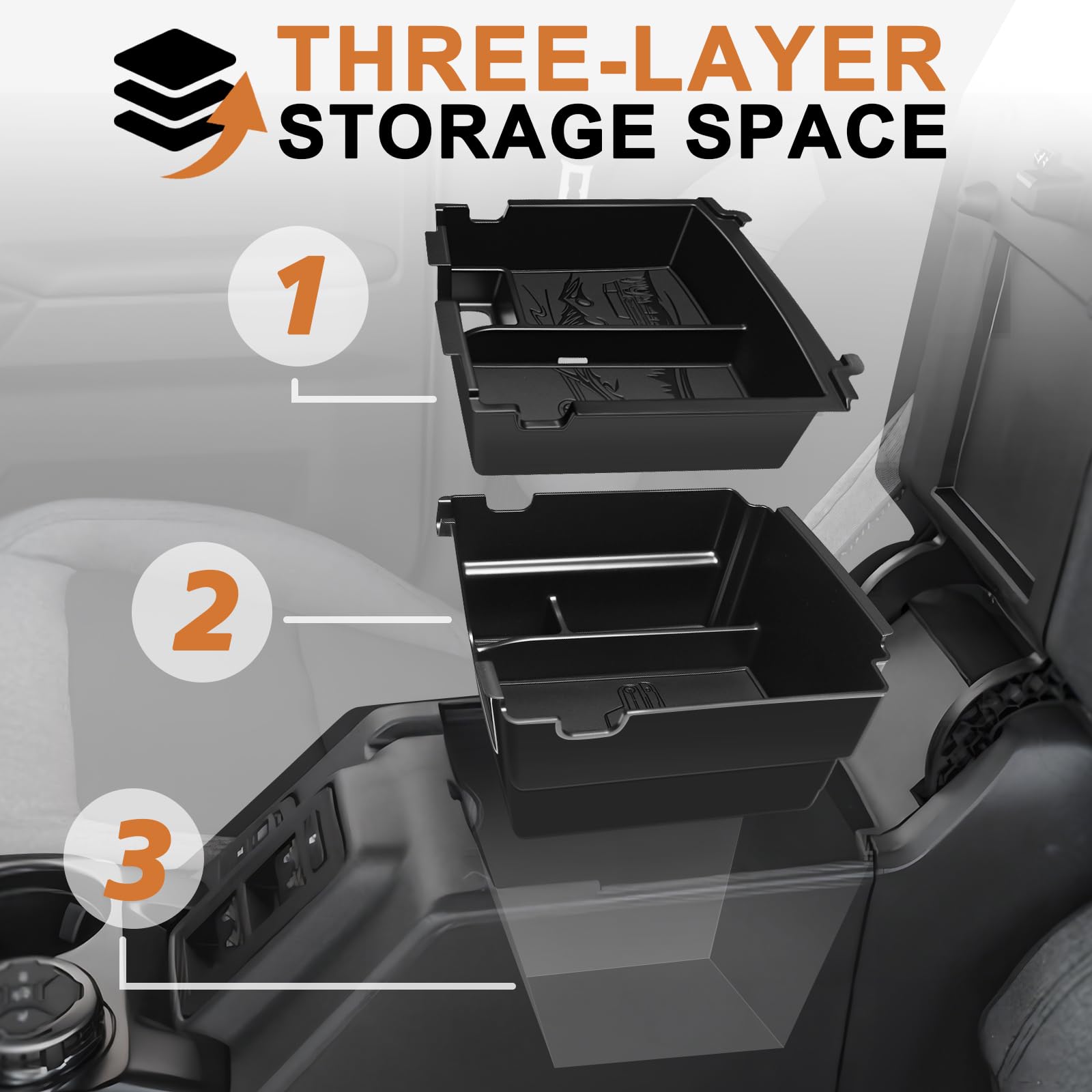 TripleAliners installed in Bronco console showing OEM alignment benefit: seamless integration