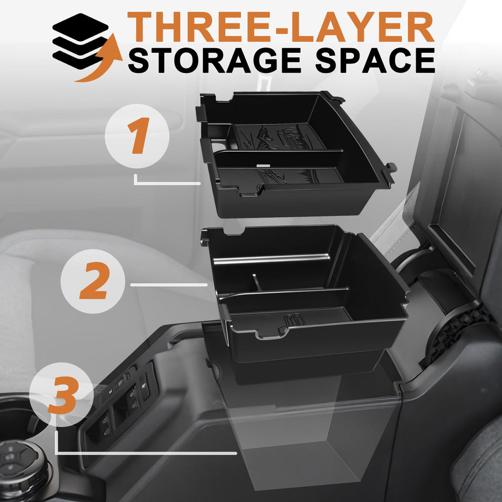 TripleAliners installed in Bronco console showing OEM alignment benefit: seamless integration