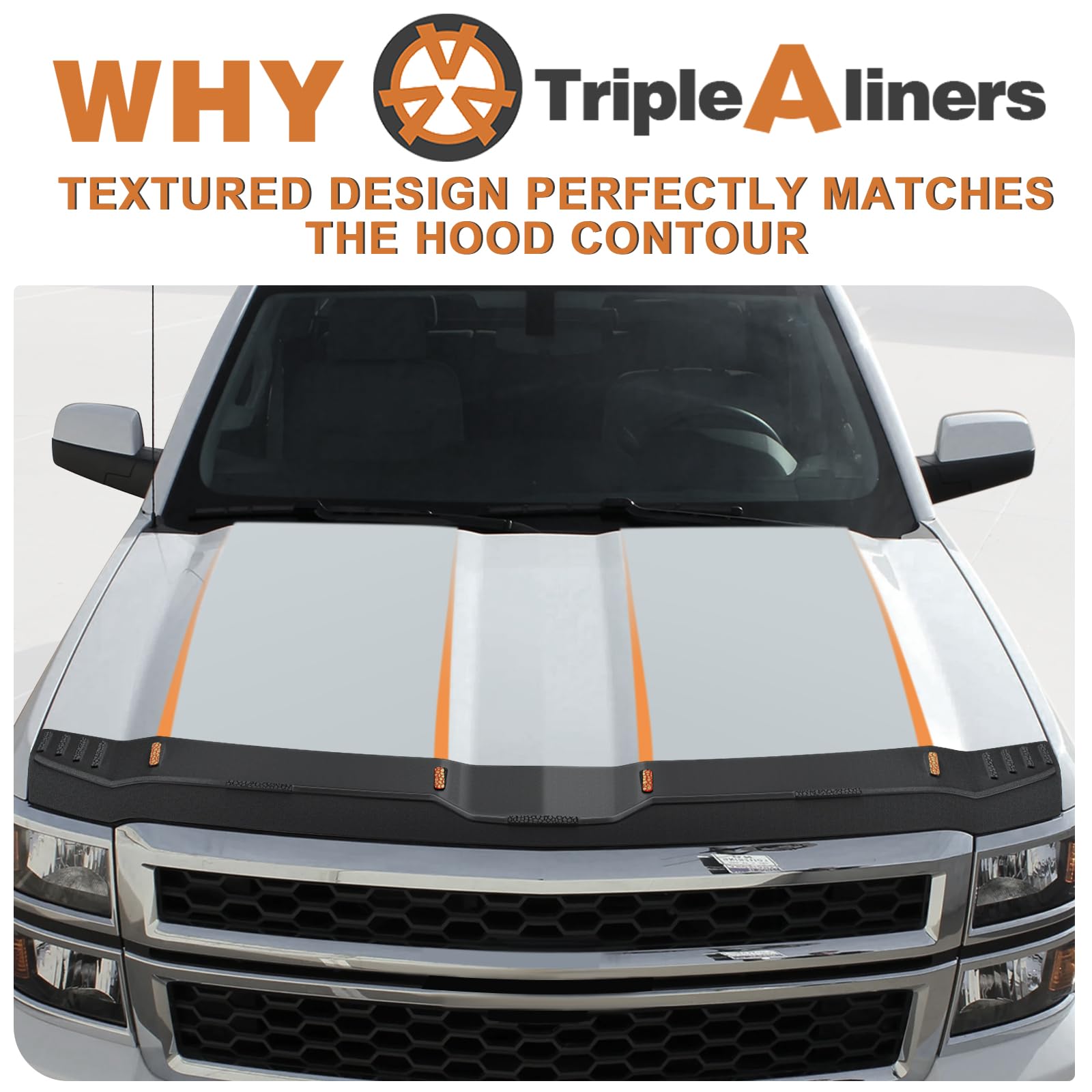 TripleAliners fitment alignment guide on hood demonstrating easy installation