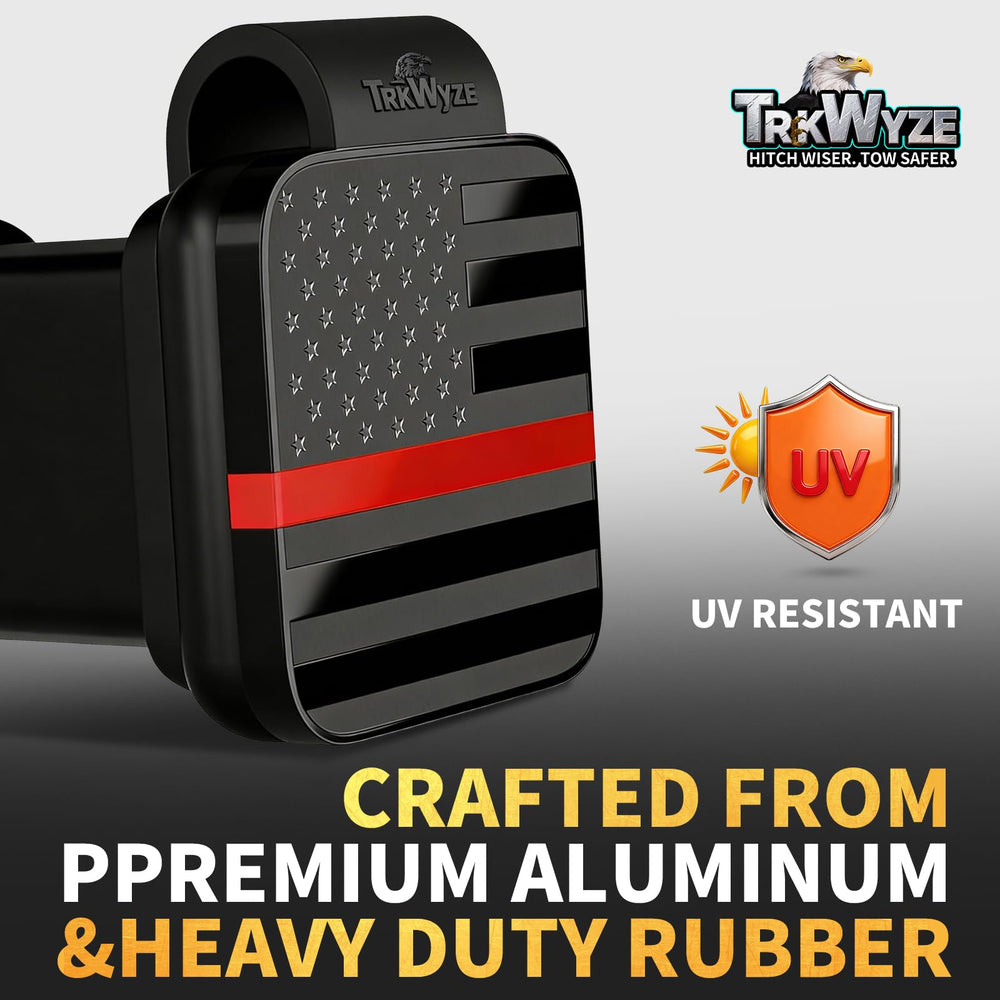 TrkWyze close-up of embossed aluminum flag plate showing peel resistance benefit