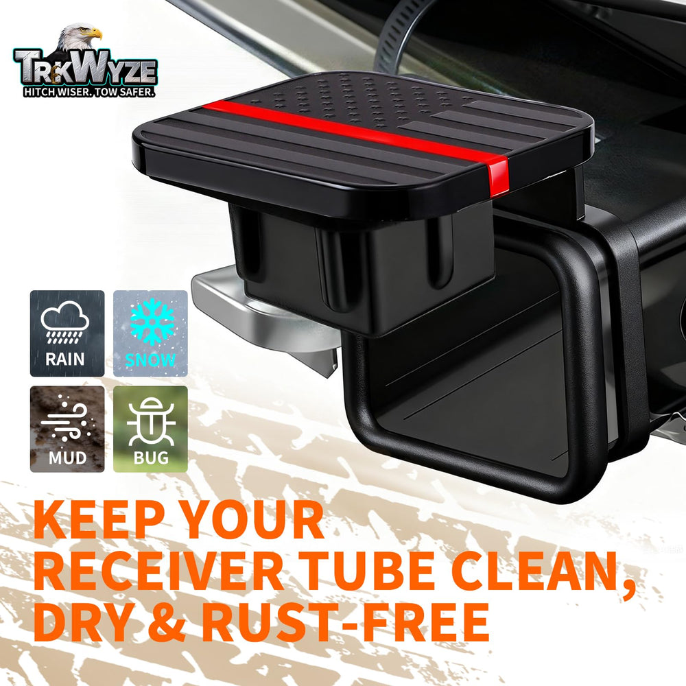 TrkWyze side profile highlighting retention ring for secure hitch fit benefit